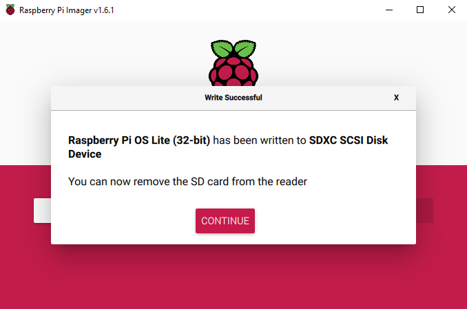 Raspberry PiのOS初期インストール画面