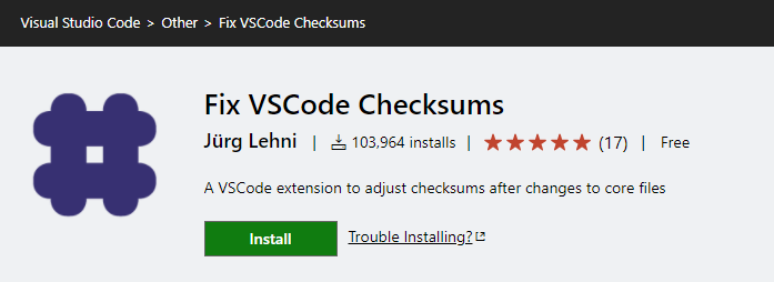 Fix VSCodeChecksums