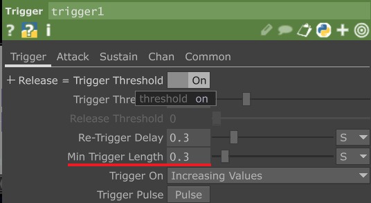 TriggerCHOPでのアクティブ時間の設定