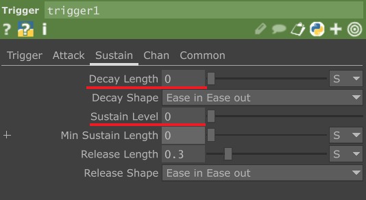 TriggerCHOP の減衰レベルを調整する