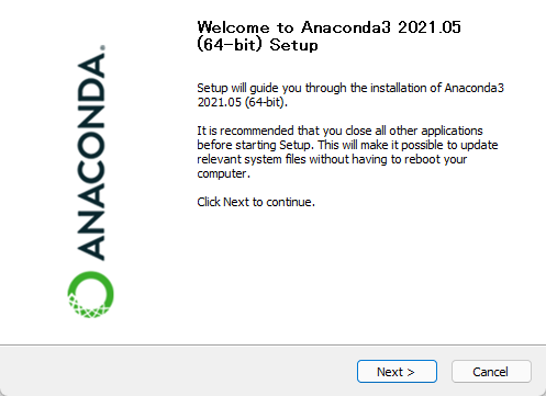 Anaconda Setup／アナコンダ３のセットアップ