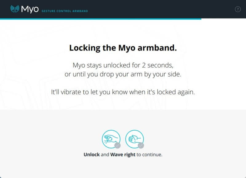 Myo stays unlocked for 2 seconds, or until you drop your arm by your side.  It'll vibrate to let you know wehen it's locked again.